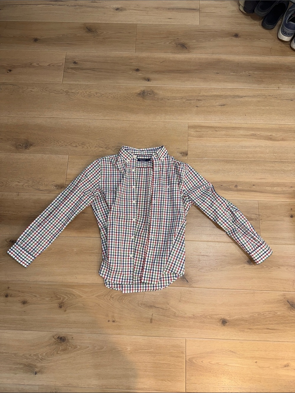 Nautica Button-Up Plaid Kids Shirt - Red, Blue & Green